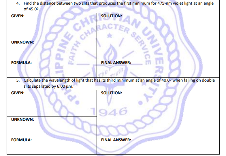 BEFORE DOING THE TASK, FOLLOW THE INSTRUCTION CAREFULLYDirection: Solve the following problems.