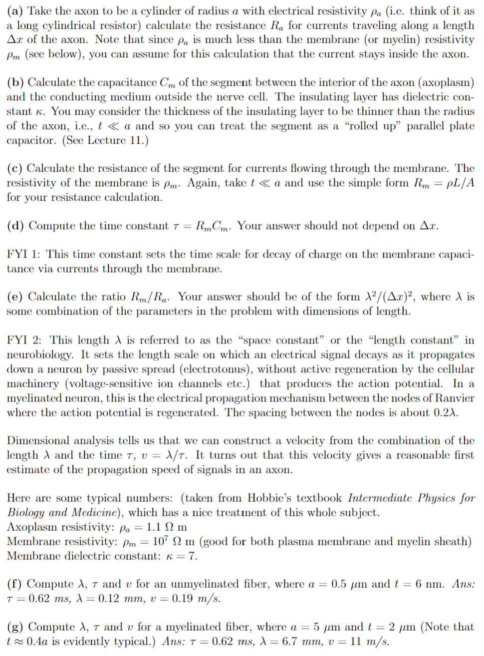 where it is shown only for the myelinated case) for the transmission