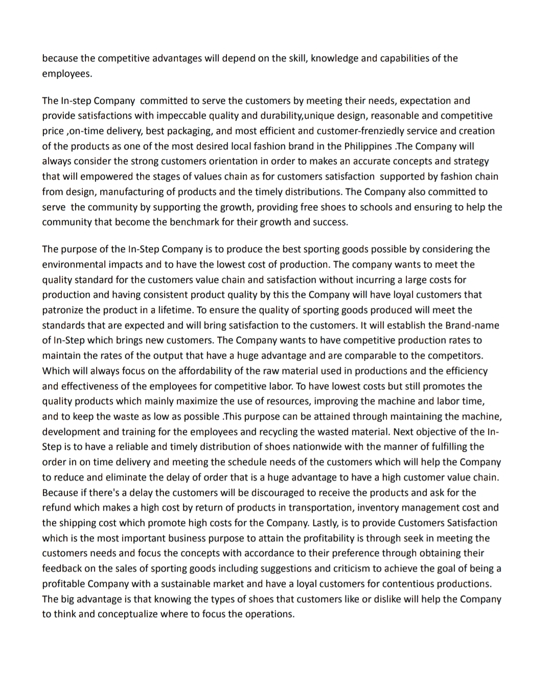 help me make a Vision and Mission for our project named "In