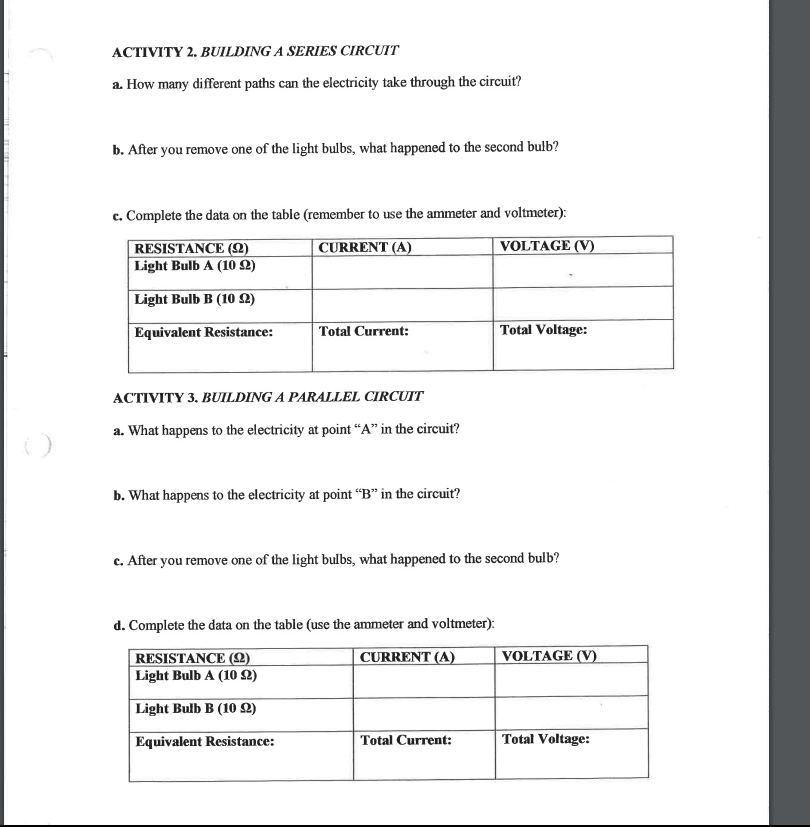 will be building and testing series and parallel circuits using a computer