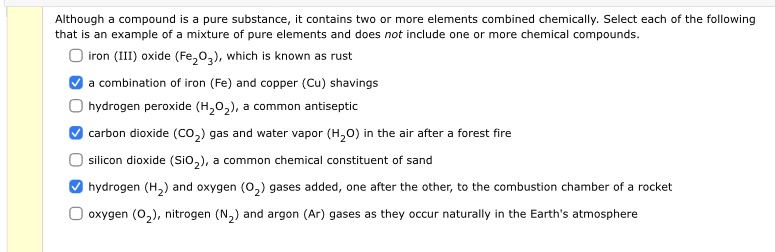 I needed help with the rest. Please Although a compound is a