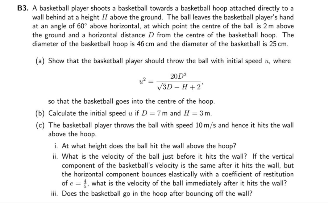 I want the solution handwritten please with details steps B3. A basketball