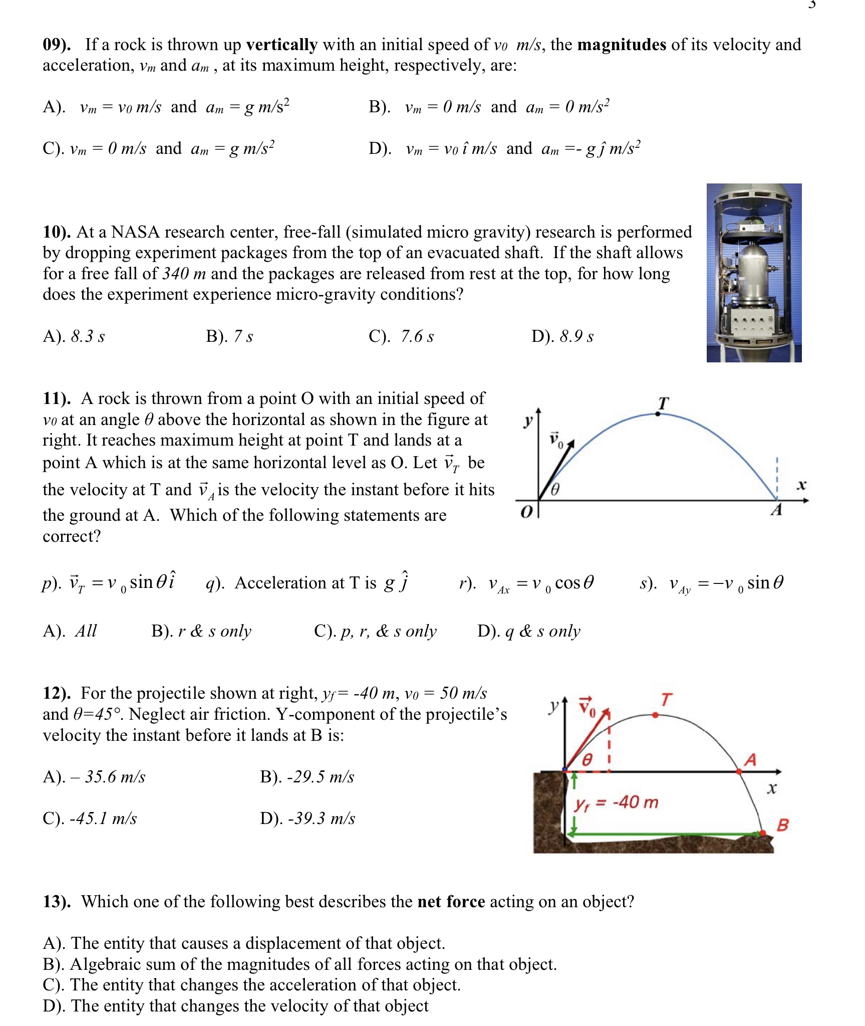  09). If a rock is thrown up vertically with an initial