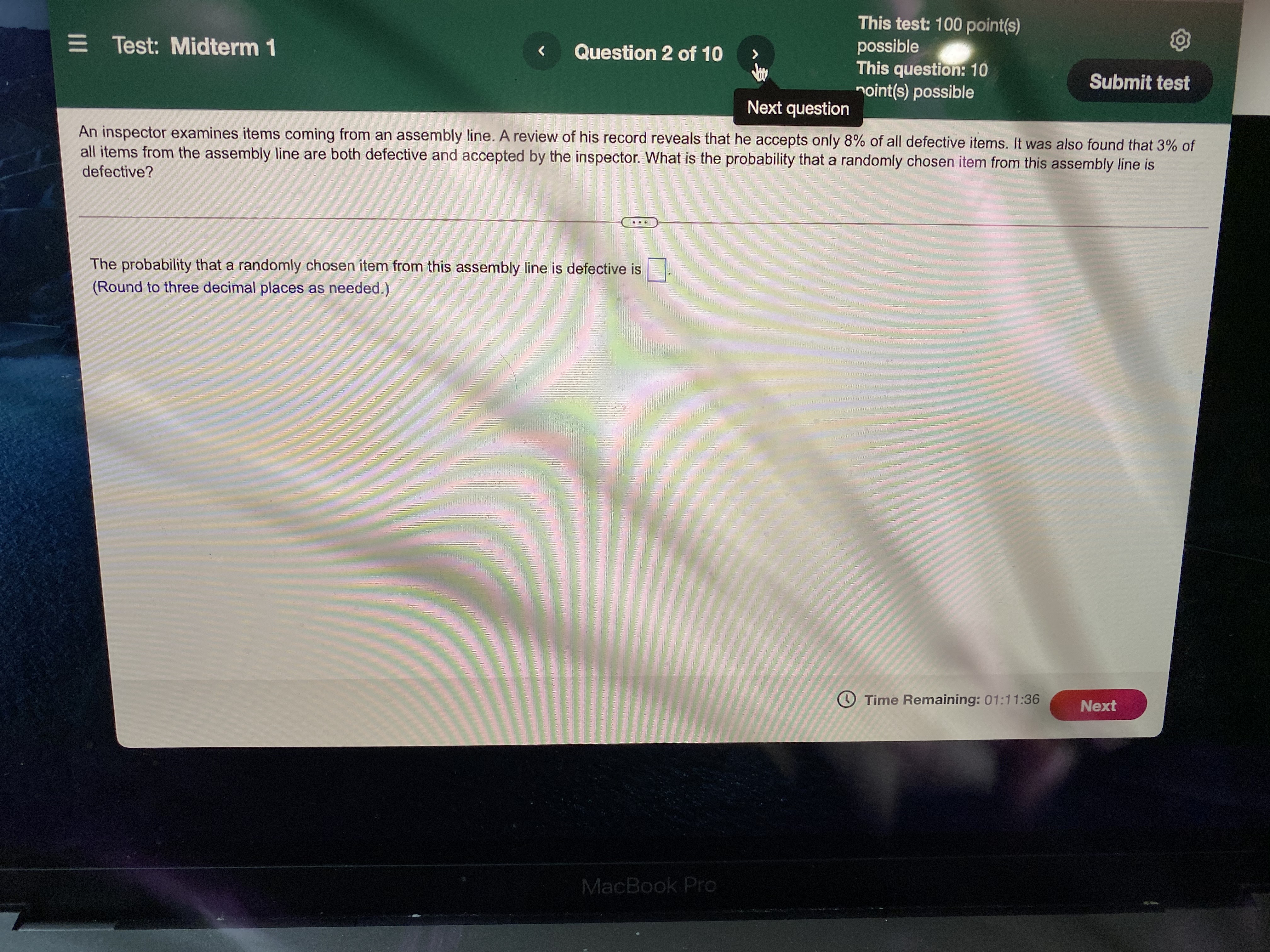 10 possible This question: 10 point(s) possible Submit test Previous question A