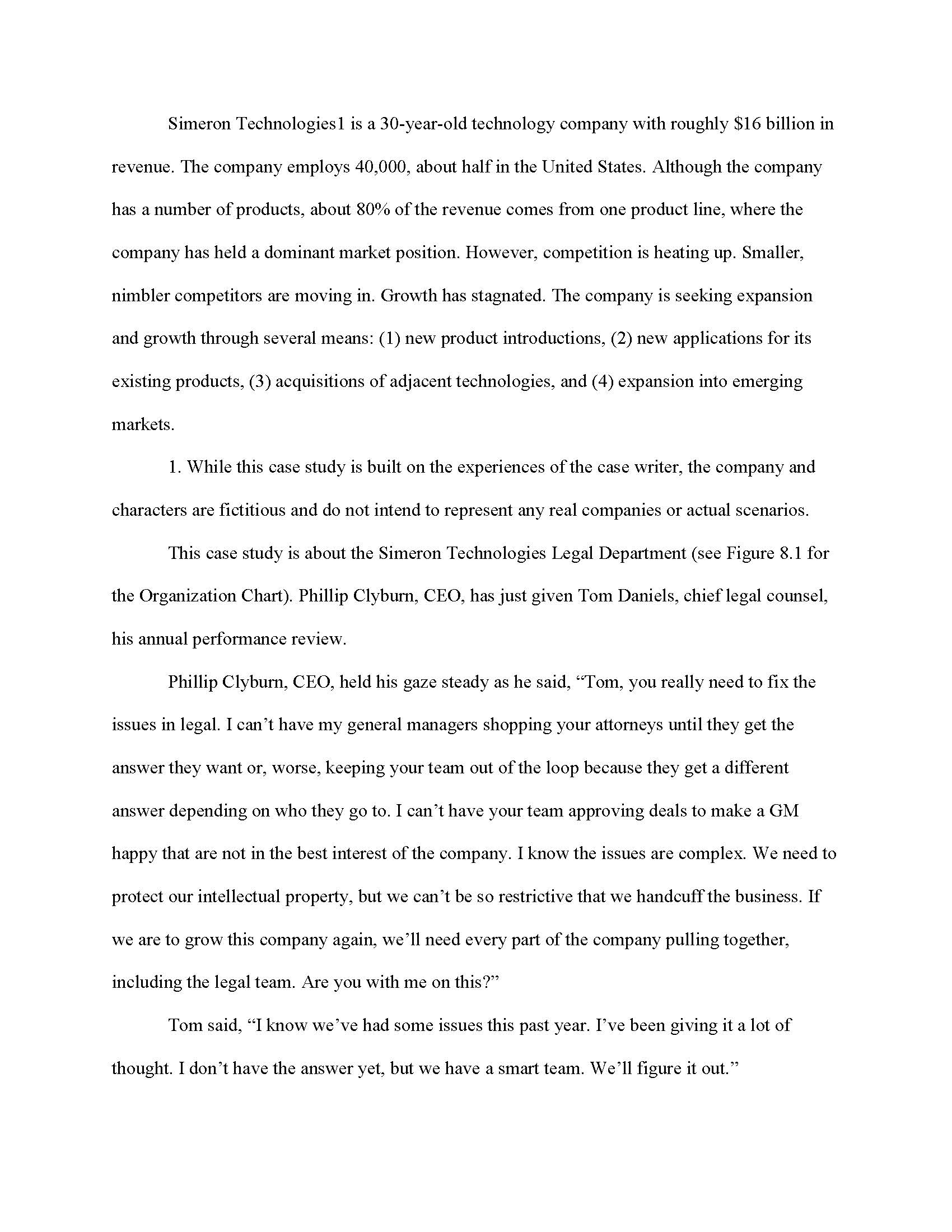 3. Review Chapter 8 - Diagnosis and Feedback: Simeron Technologies Legal Department