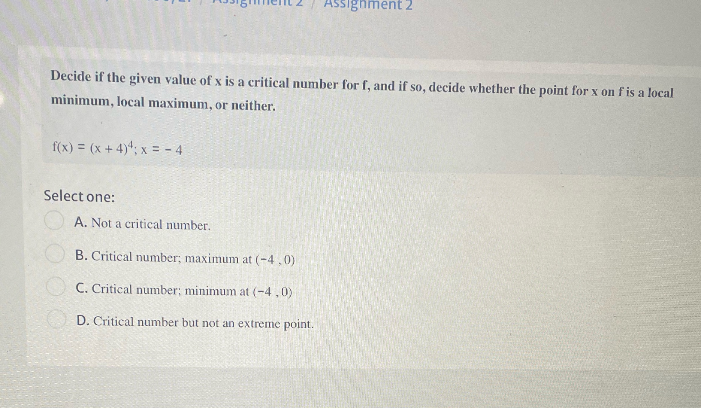  left Z / Assignment 2 Decide if the given value of