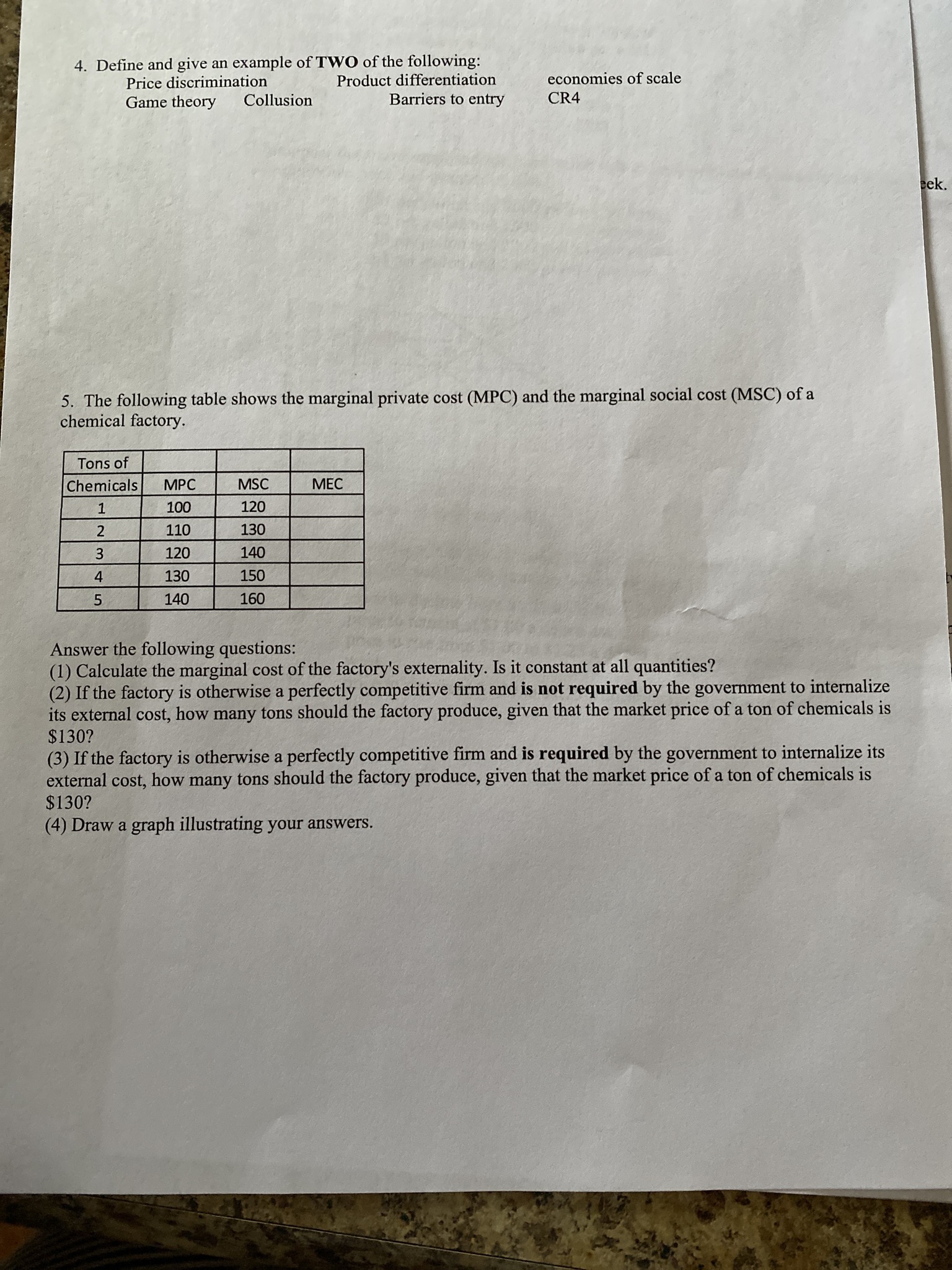 production of 2 pecan pies and 25 capri pants efficient, inefficient or
