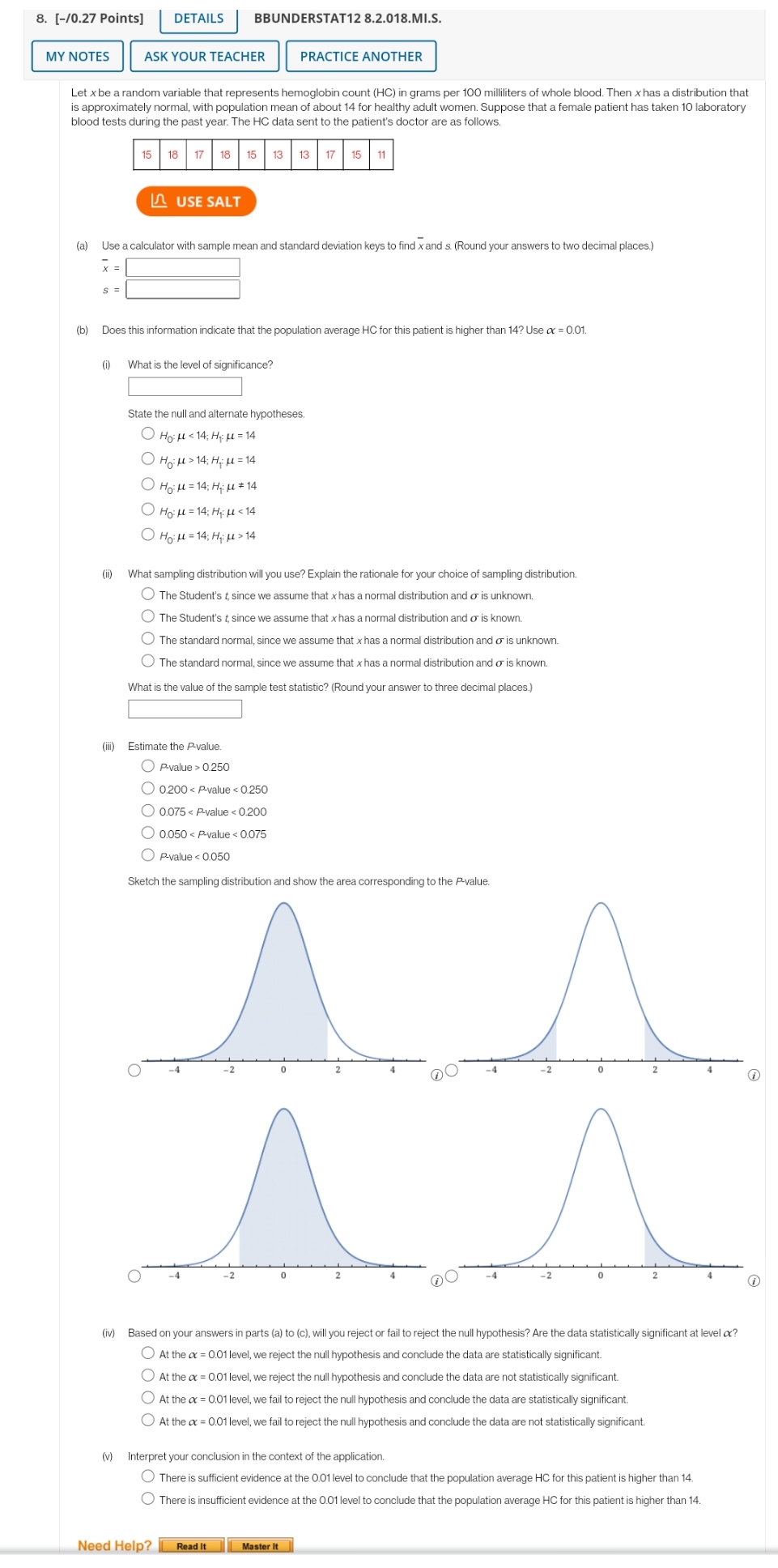 help please 8. [-/0.27 Points] DETAILS BBUNDERSTAT12 8.2.018.MI.S. MY NOTES ASK YOUR