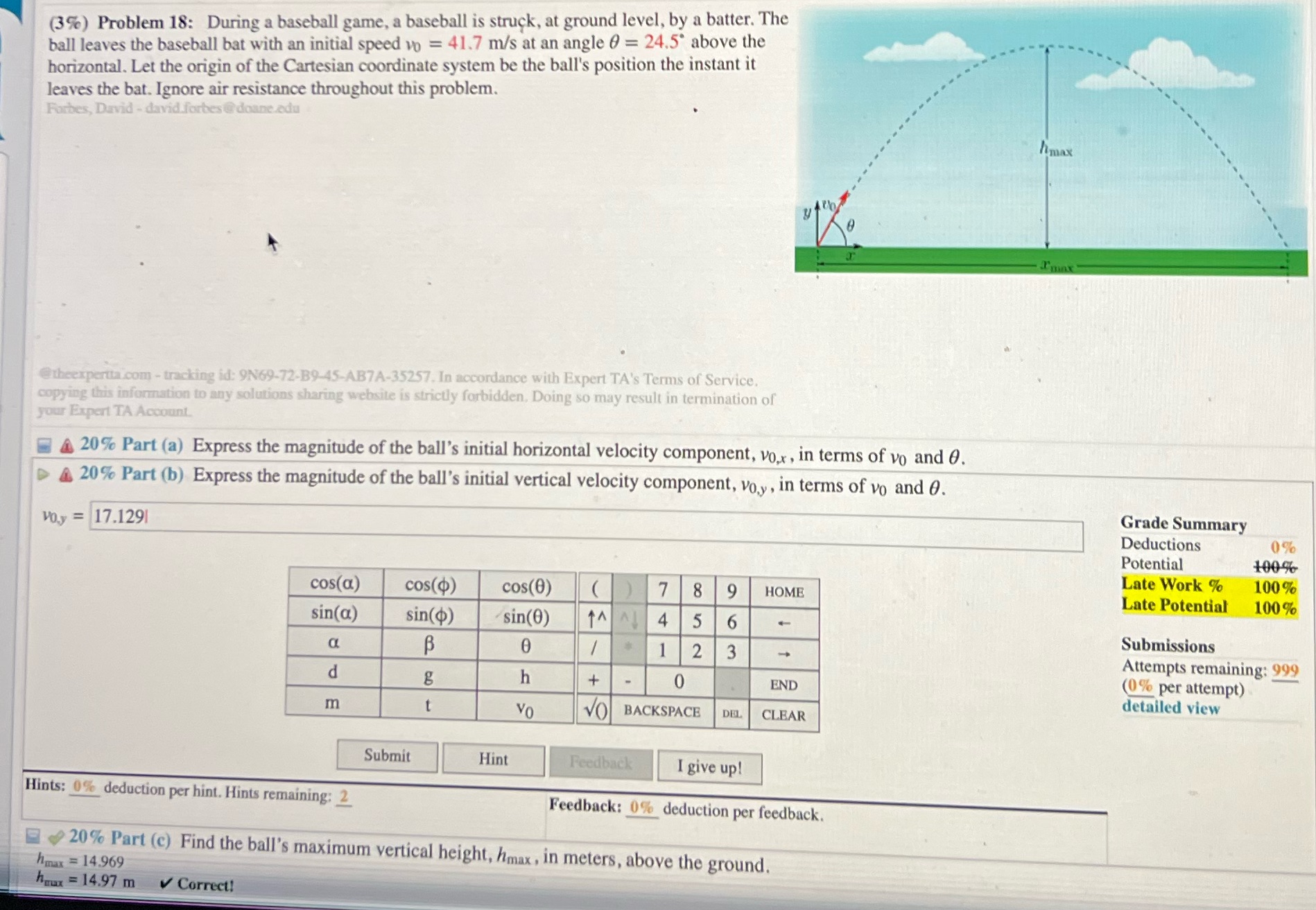 solve a and b questions (3%%) Problem 18: During a baseball game,