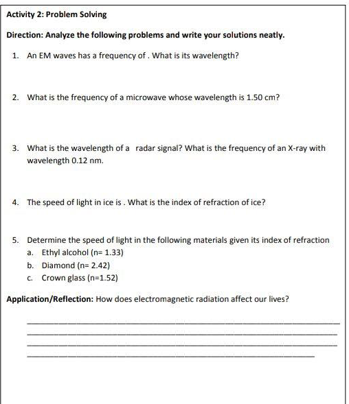  Activity 2: Problem Solving Direction: Analyze the following problems and write