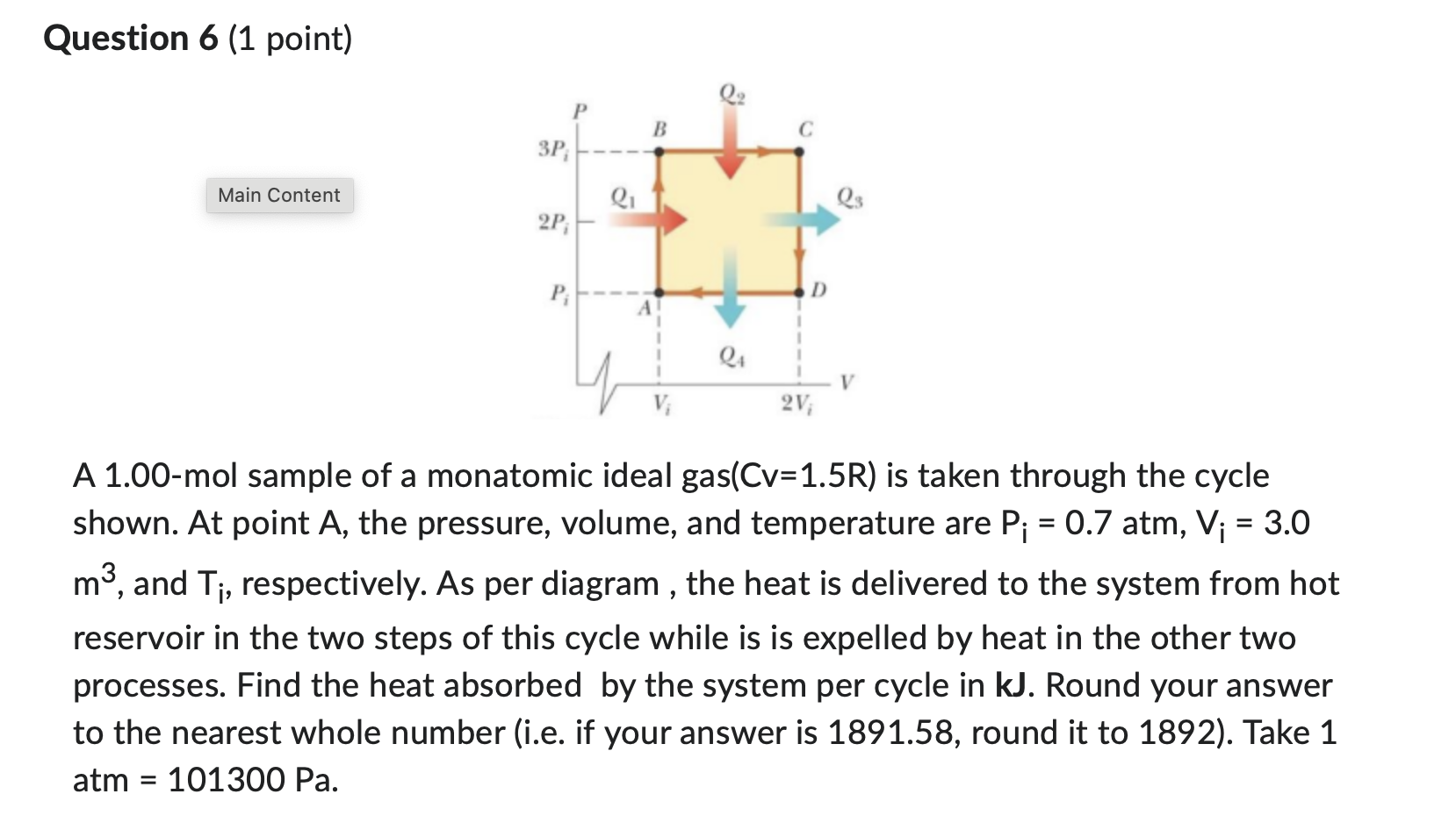 Question 6 (1 point) U. Main Content (3' (3 . A
