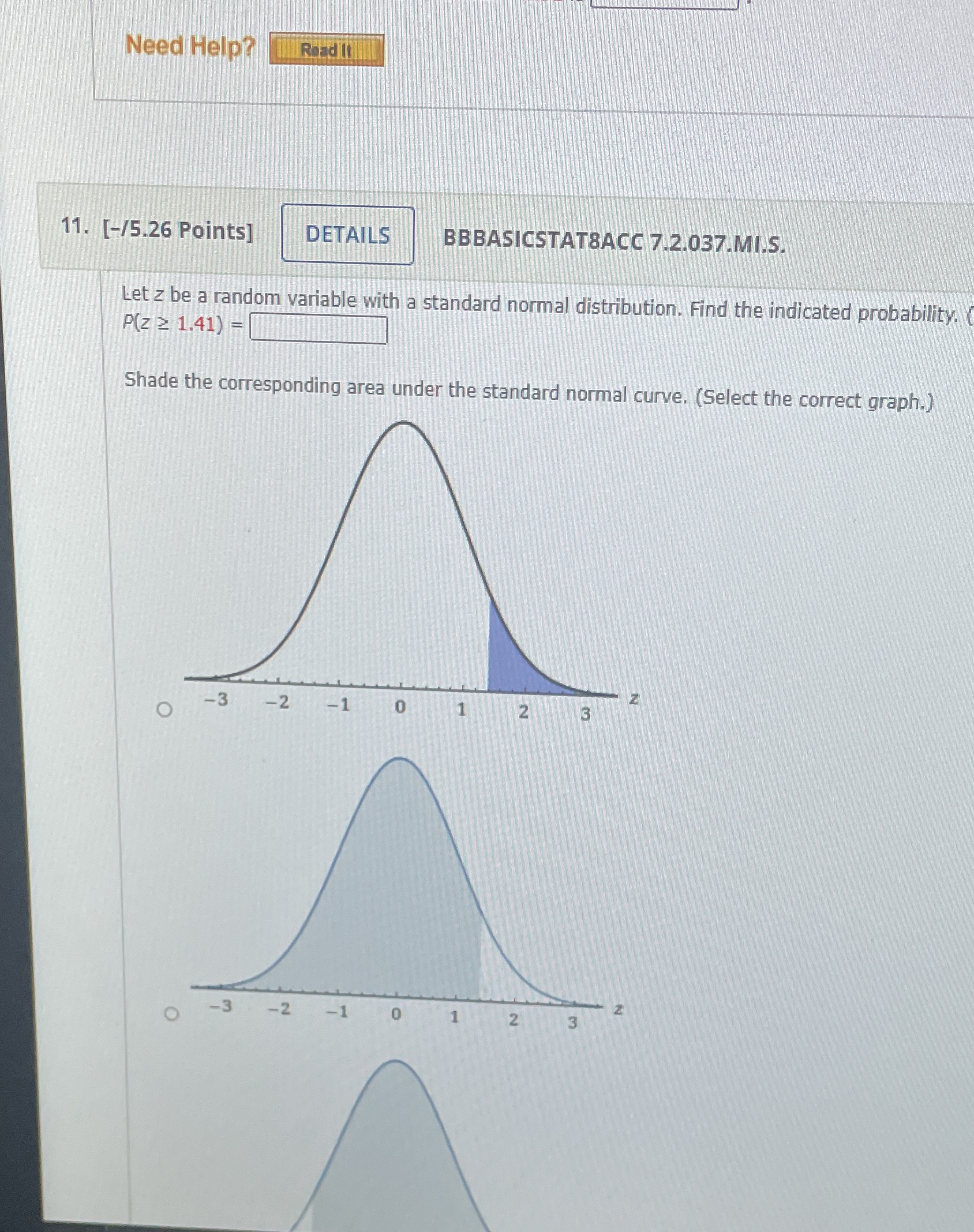 Need Help? Read It 11. [-/5.26 Points] DETAILS BBBASICSTAT8ACC 7.2.037.MI.S. Let