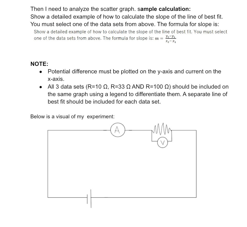  Then I need to analyze the scatter graph. sample calculation: Show
