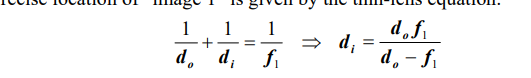 distance for a thin lens are related by thin lens equation. 1