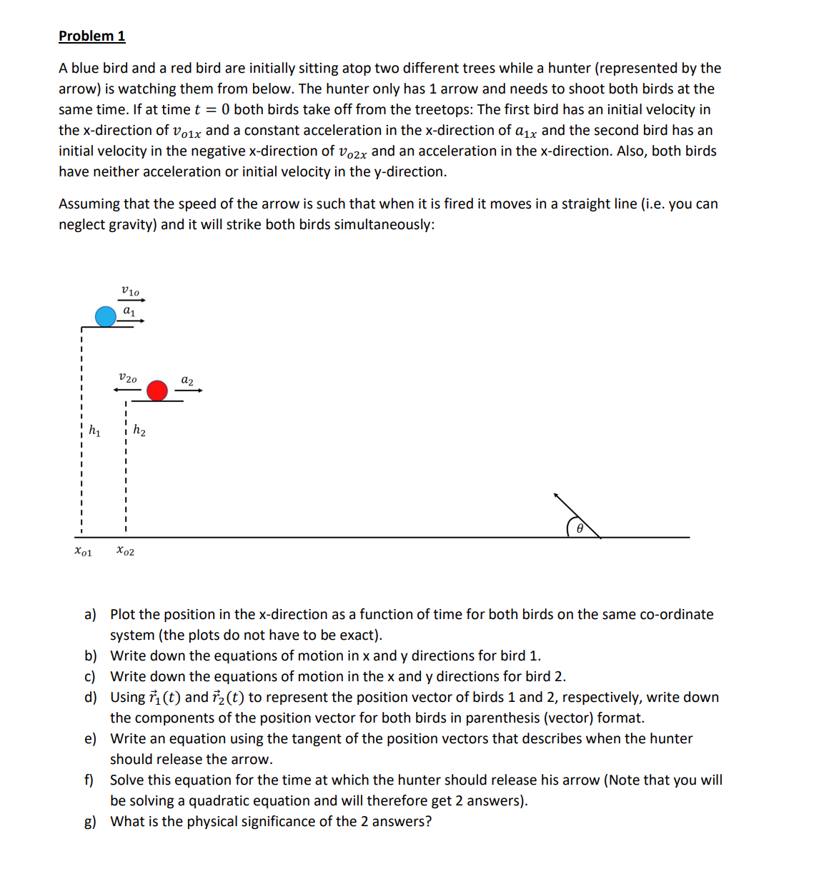  Problem 1 A blue bird and a red bird are initially