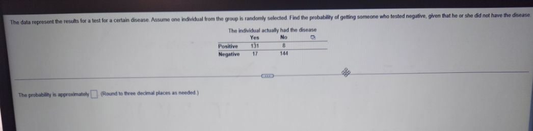 I appreciate it. The data represent the results for a test for