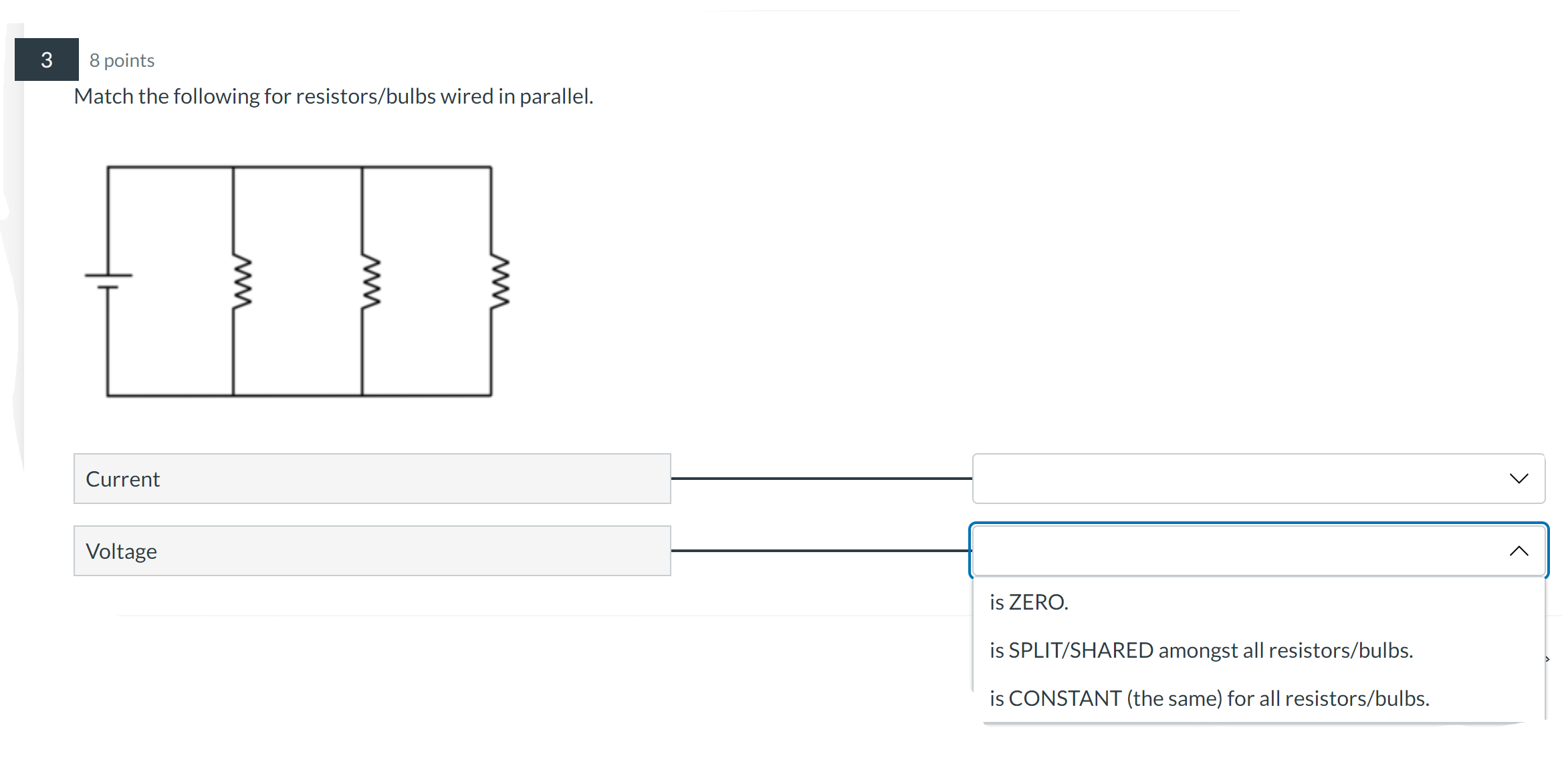 current ow; this means that if one element (i.e., light bulb or