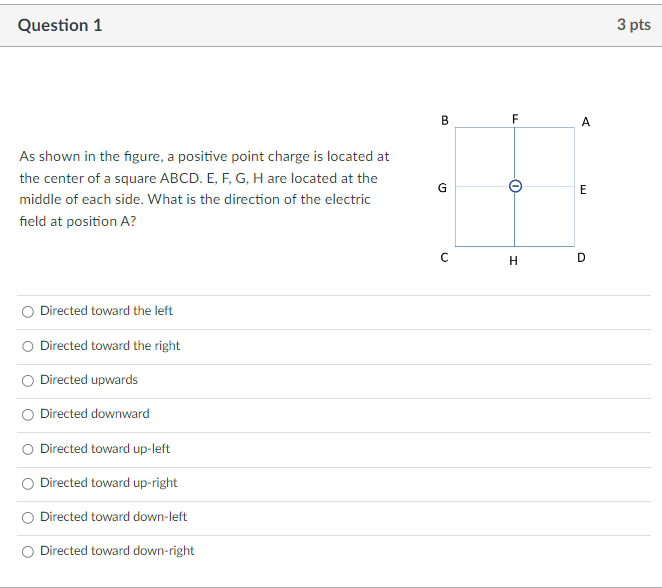 Question 1 3 pts B A As shown in the figure,