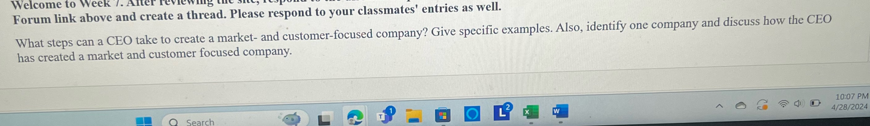 Add Reference Welcome to Week 7. An Forum link above and create