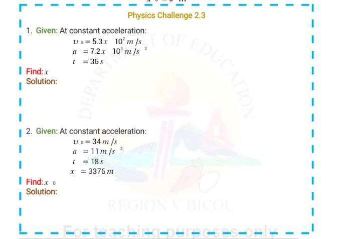 /s x = 1.8 m 1 = 1.3 us Find: U Solution:
