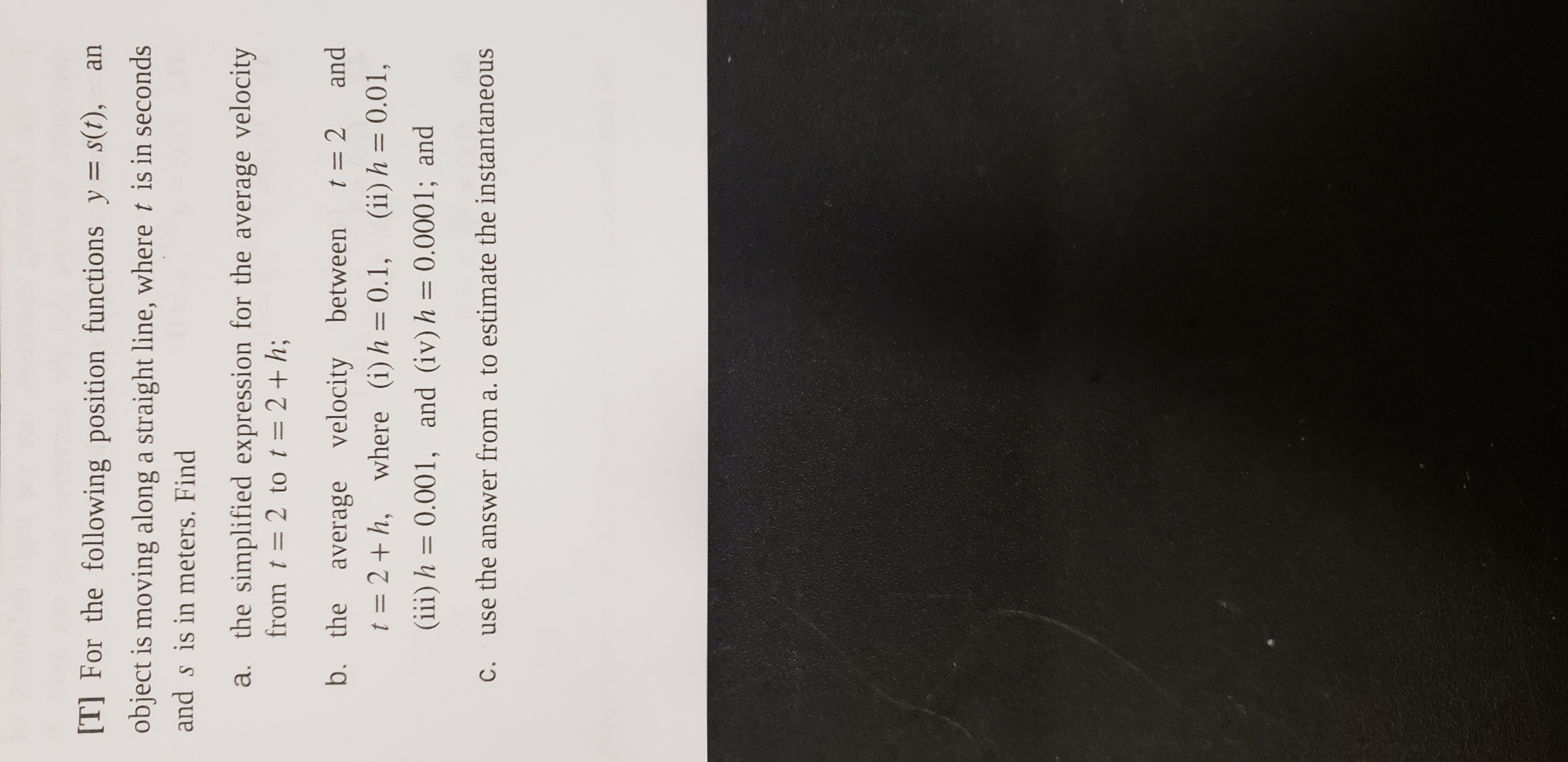 Question number 35 [T] For the following position functions y = s(t),