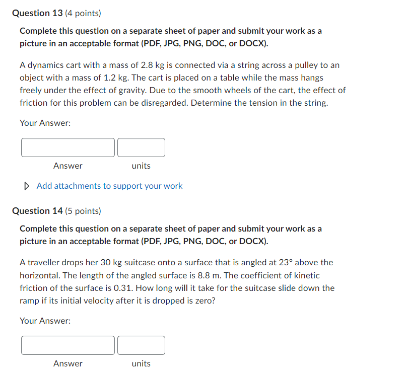  Question 13 {4 points) Complete this question on a separate sheet