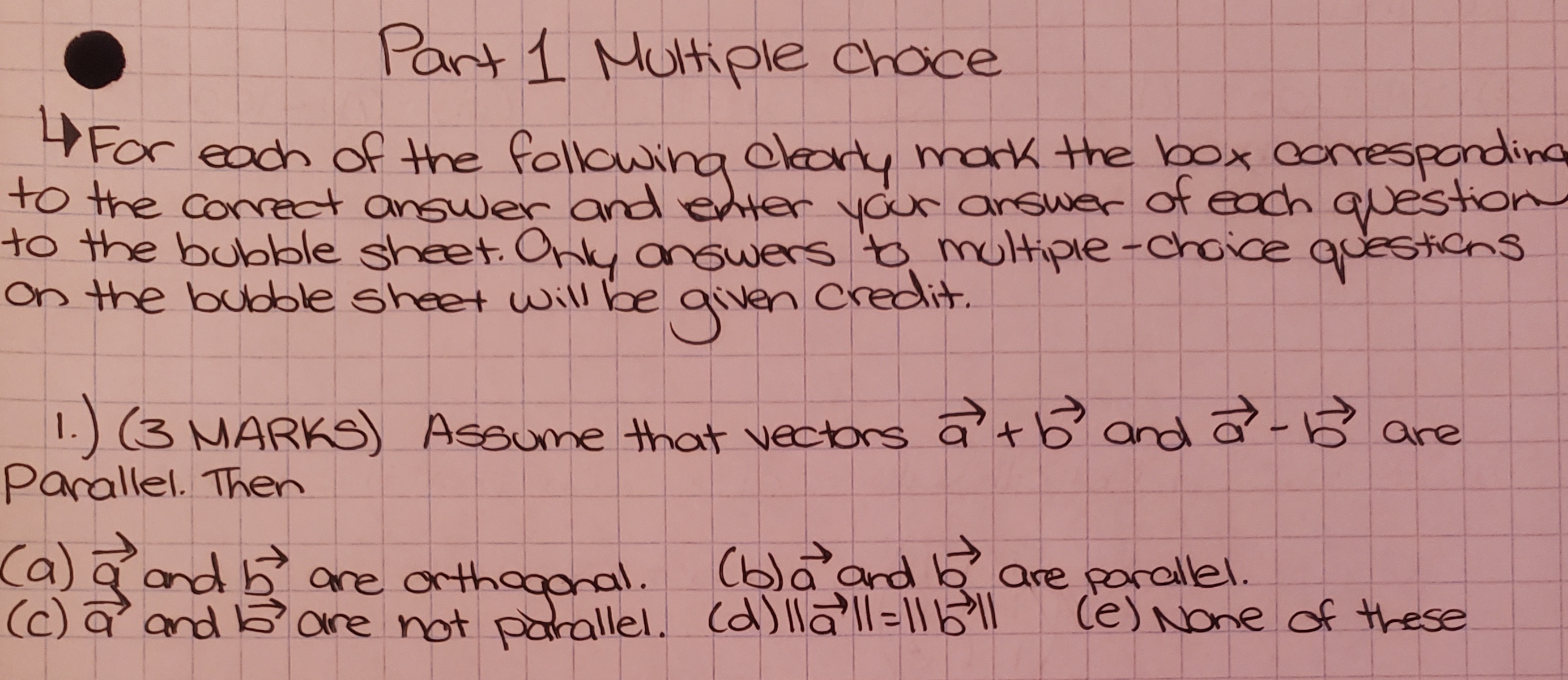 e ) None of these ll Projab'll3.) ( 3 MARKS ) Let