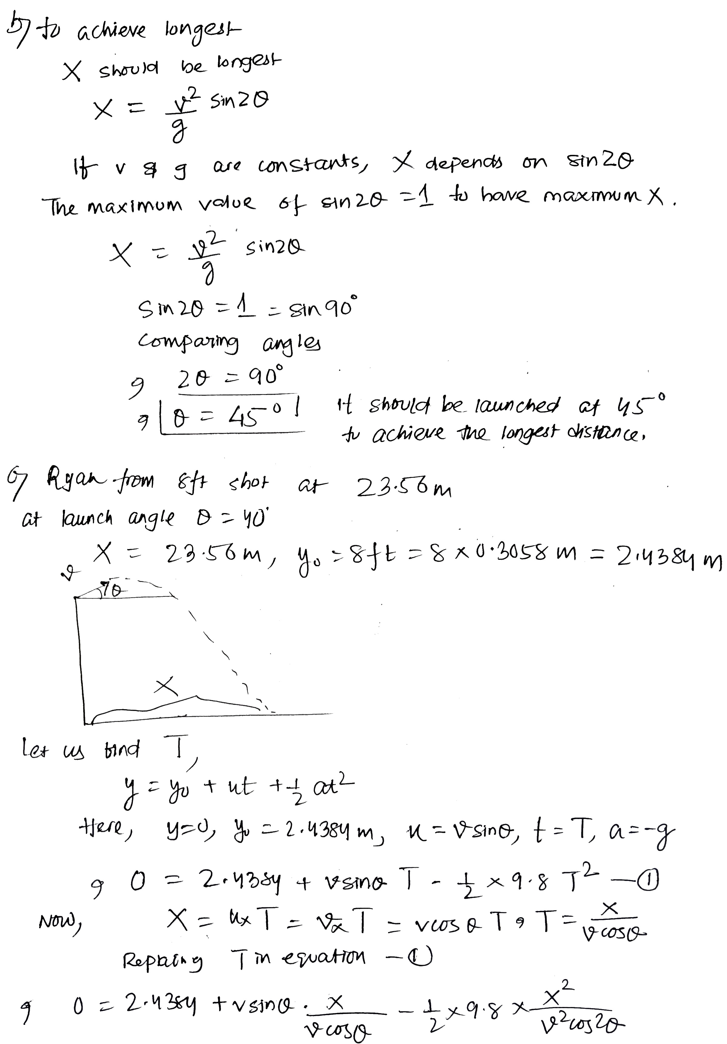 Shot put trajectory. In the track and eld event of shot put,
