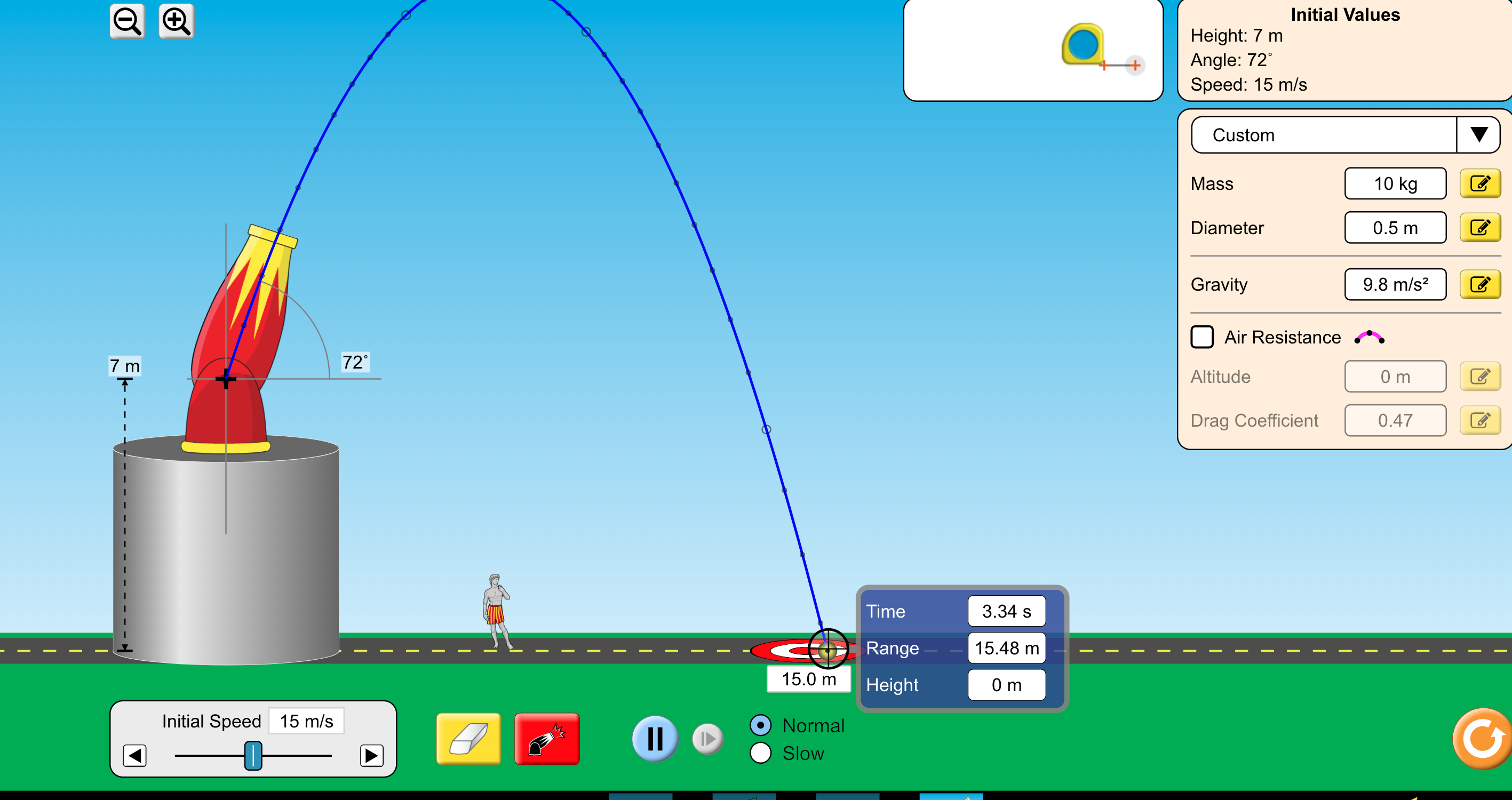 horizontal range of the projectile ball? 2. If gravity decreases, what will
