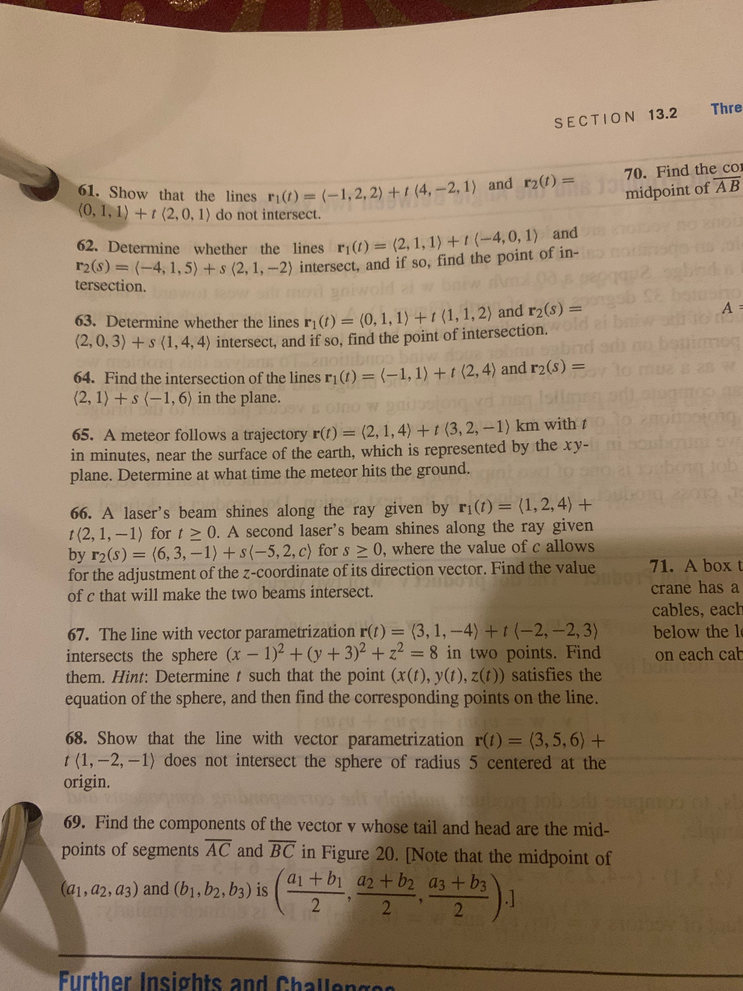 1, 0) and (0, -1, (0, 0, 4) 54. Passes through (1,