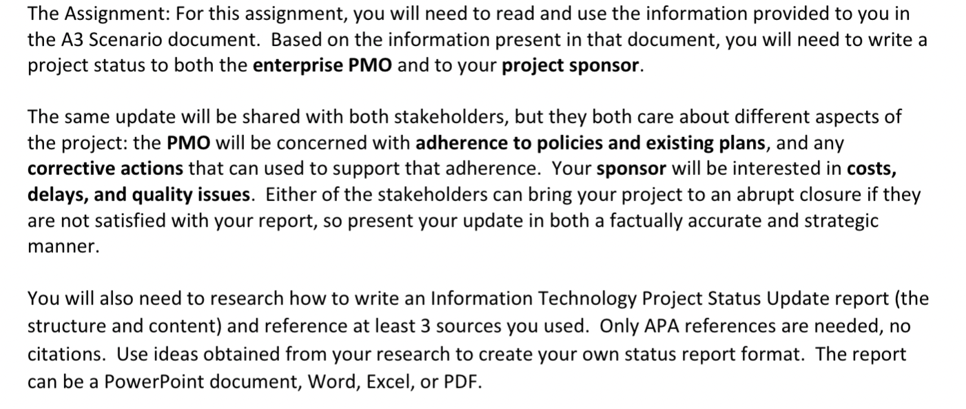  The Assignment: For this assignment, you will need to read and