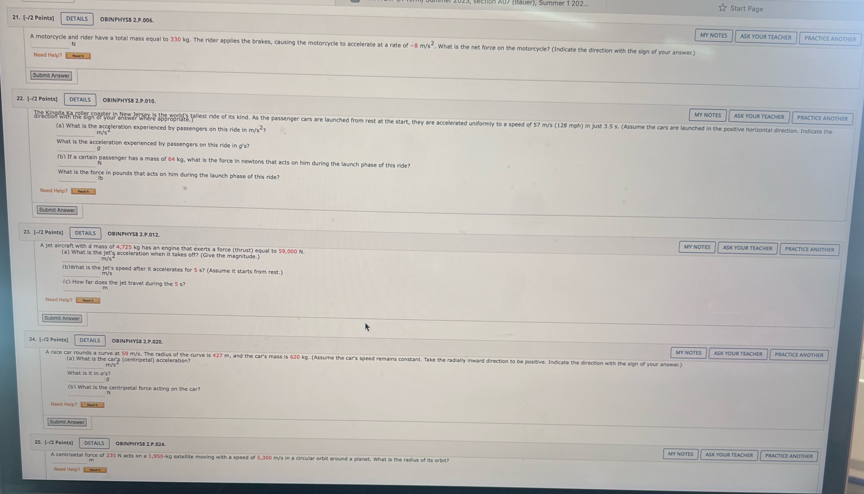 Answer question 21 through 25 ), Summer 1 202.. Start Page 21.