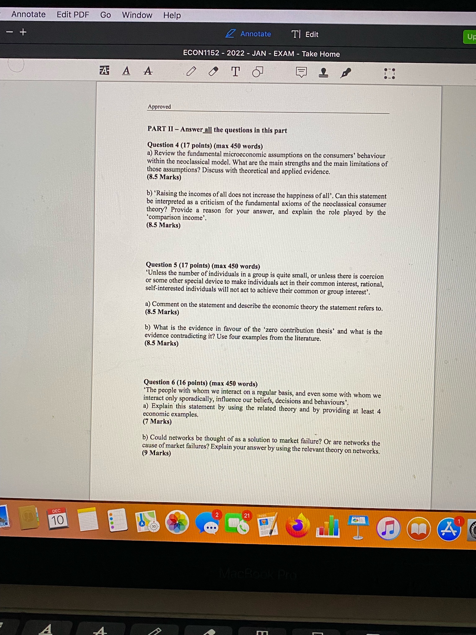  ' Annotate EditPDF Go Window Help Tl Edit ECON1152 ~ 2022