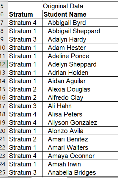 students is needed. a) How many students are in each stratum? b)