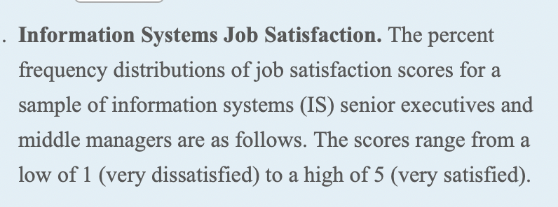 b. Develop a probability distribution for the job satisfaction score of a