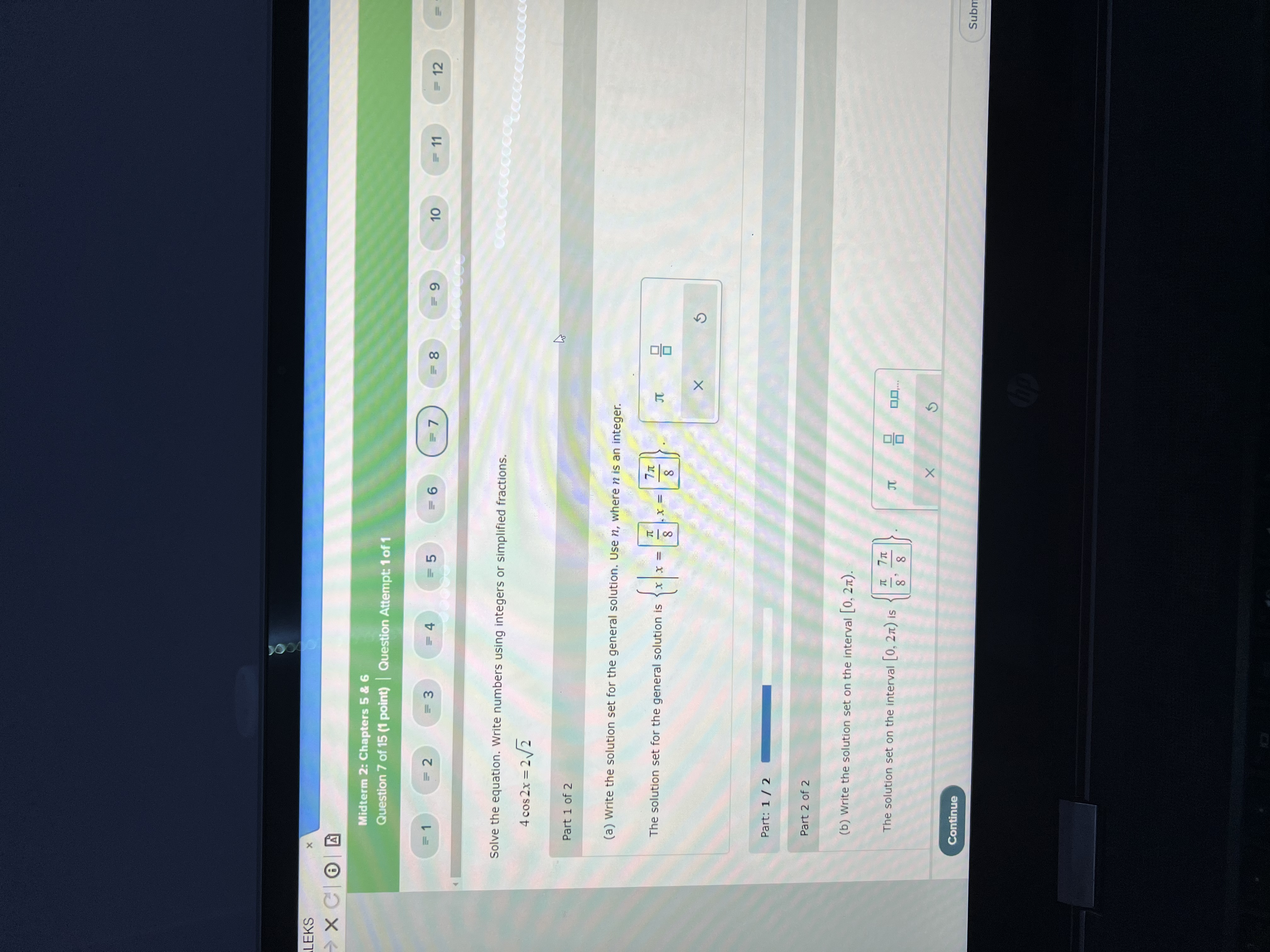 Co LEKS Midterm 2: Chapters 5 & 6 Question 7 of