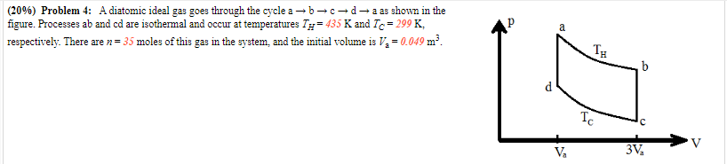 Calculus Based Physics 2 (209%) Problem 4: A diatomic ideal gas goes
