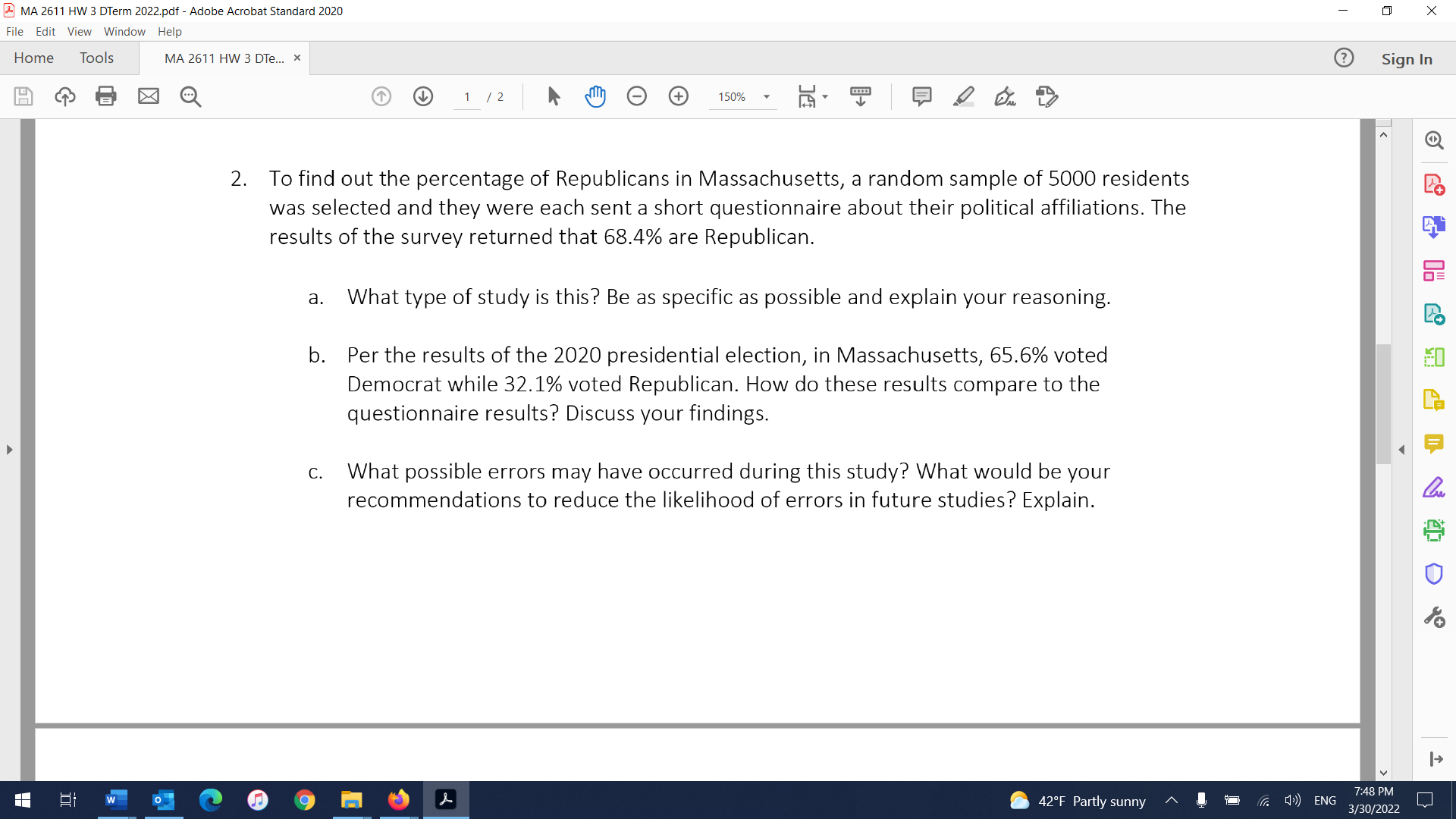 MA 2611 HW 3 DTerm 2022 pdf , Adobe Acrobat Standard