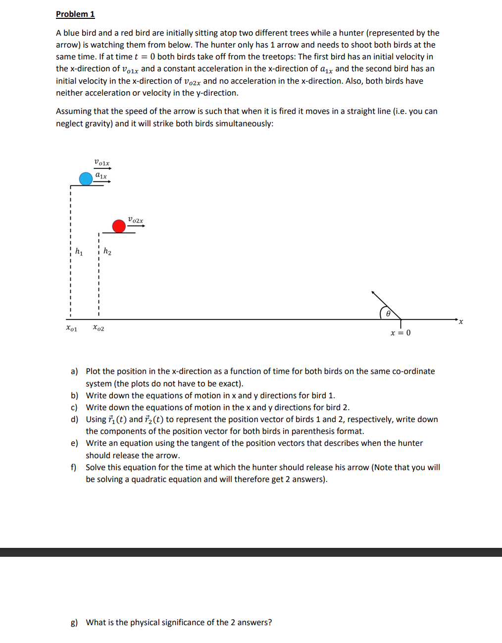 Problem 1 A blue bird and a red bird are initially