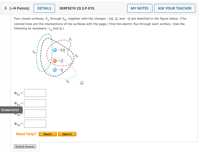 PRACTICE ANOTHER Find the net electric flux through the spherical closed surface