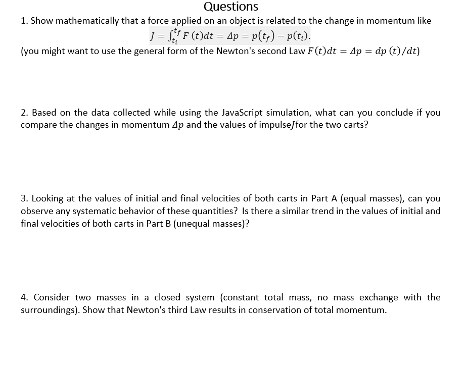 different initial velocities. 2. Record the values of m, and my in