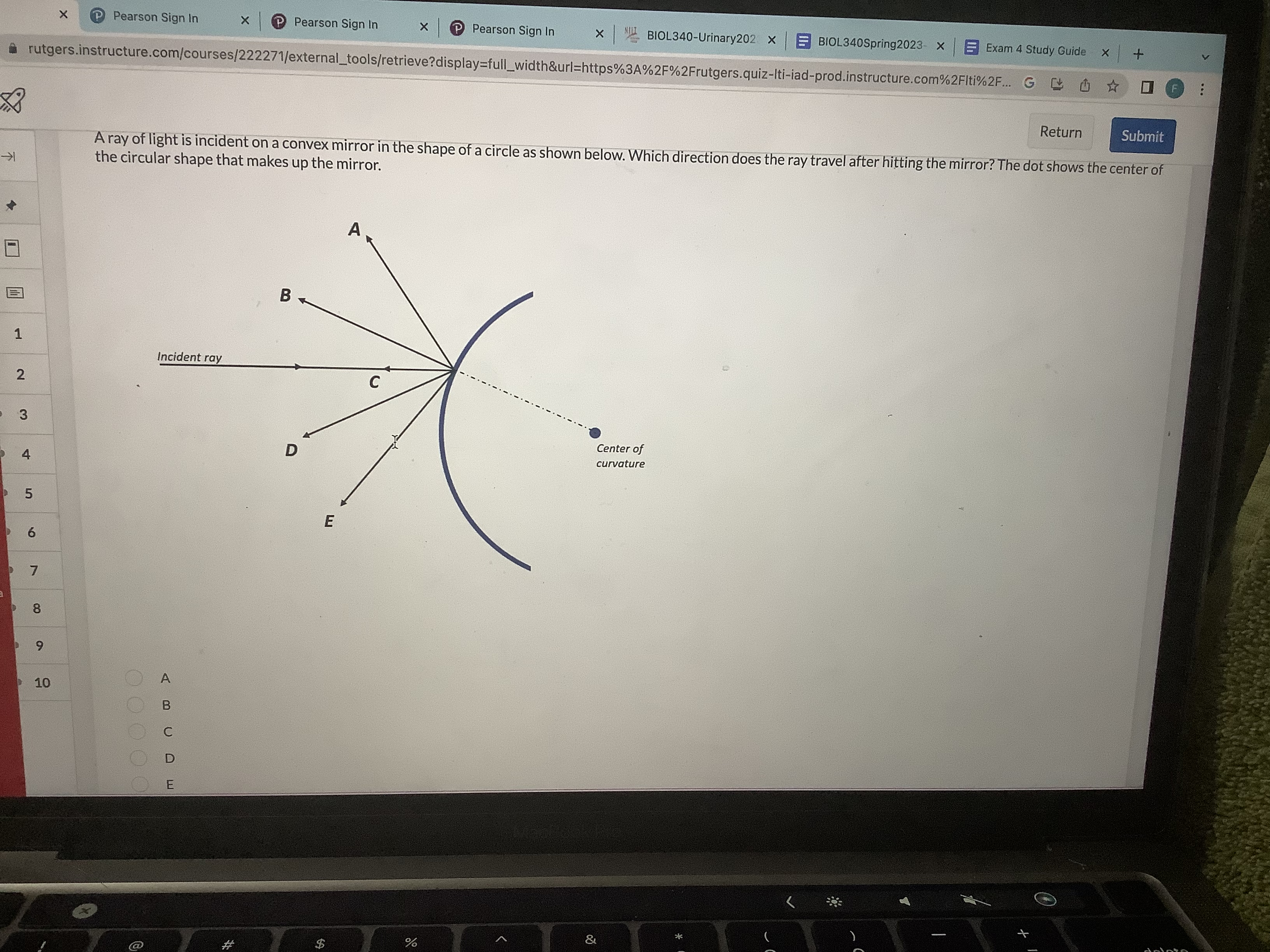 1'5 5 meters in front of a plane mirror appear? 5 meters