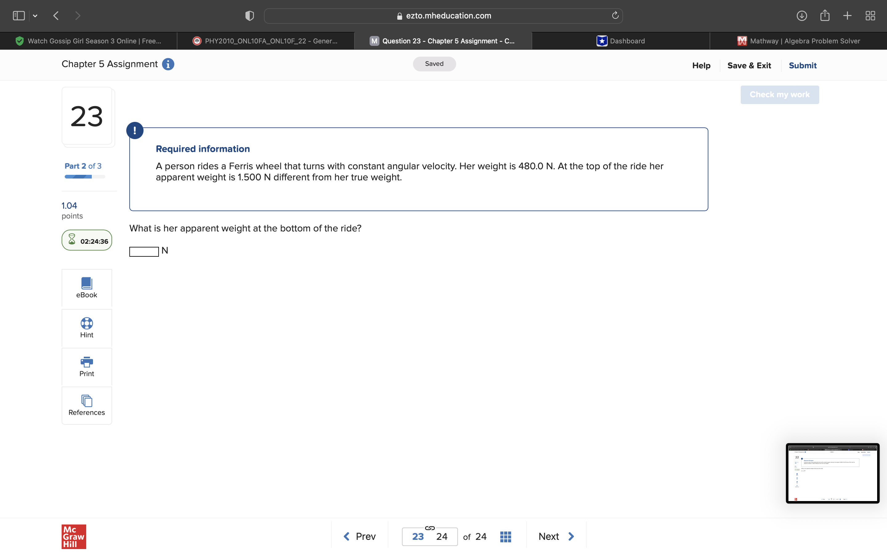 Question 22 - Chapters Assignment - C... Chapter 5 Assignment 0 Saved