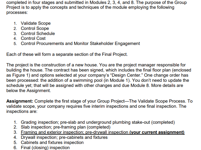  completed in four stages and submitted in Modules 2, 3, 4,