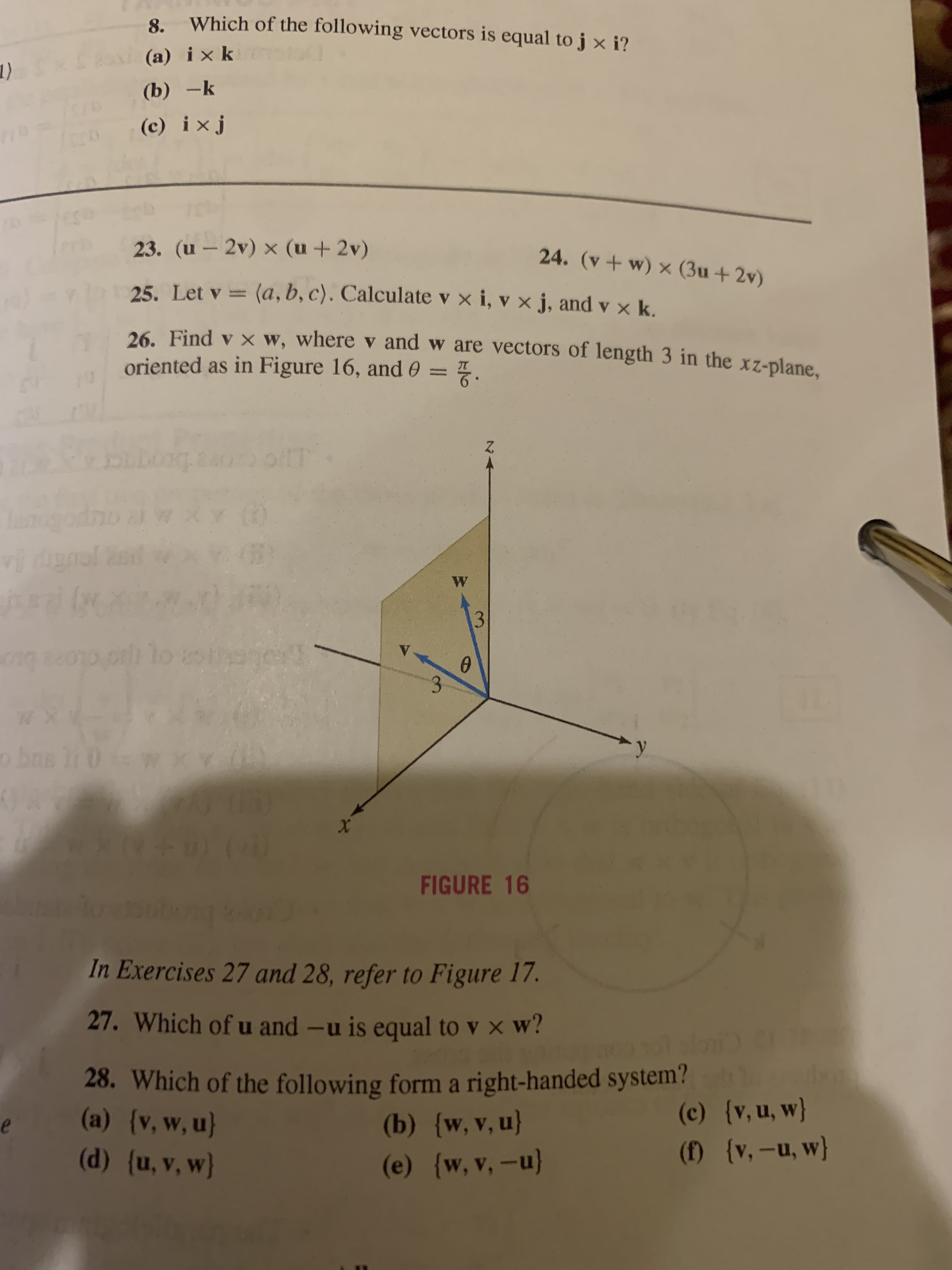 2, 1), w = (3, 1, 1) 10. v = (2, 0,0),