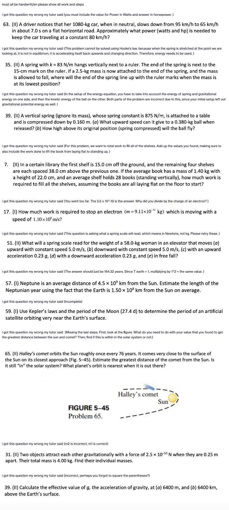 must all be handwritten please show all work and steps i