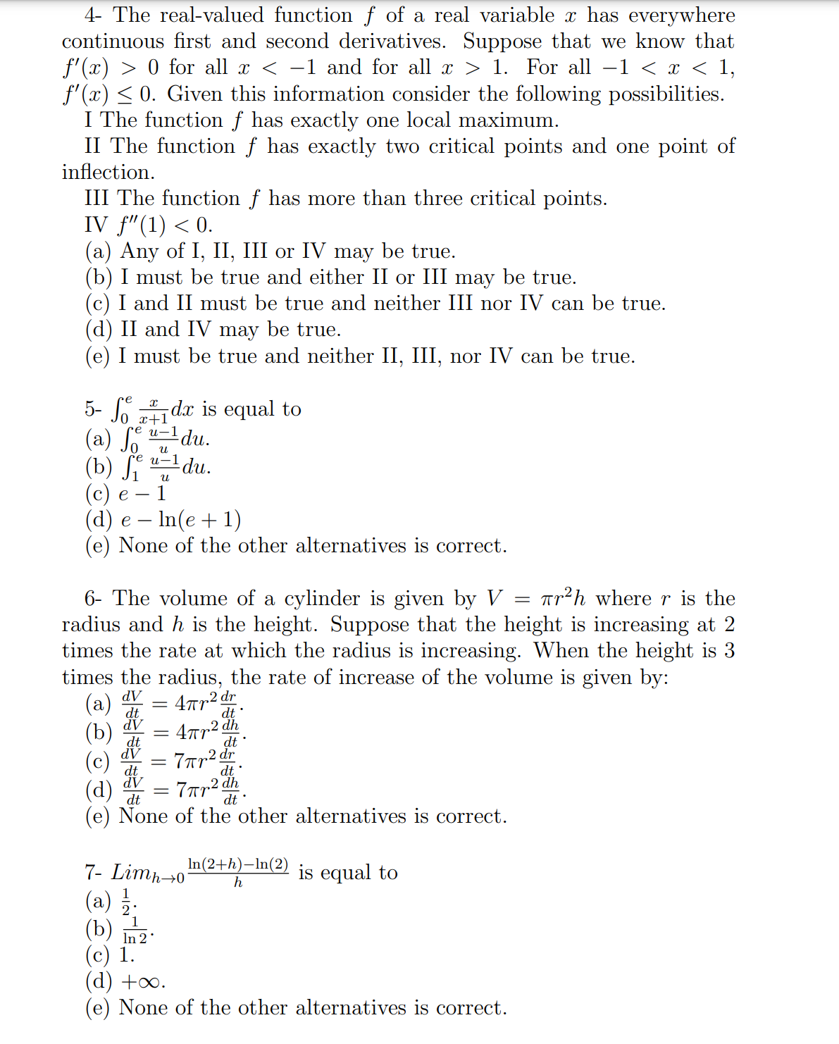 .......................... 4 The real-valued function f of a real variable a: has