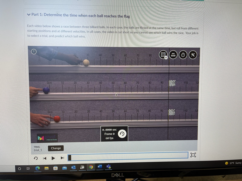  v Part 1: Determine the time when each ball reaches the