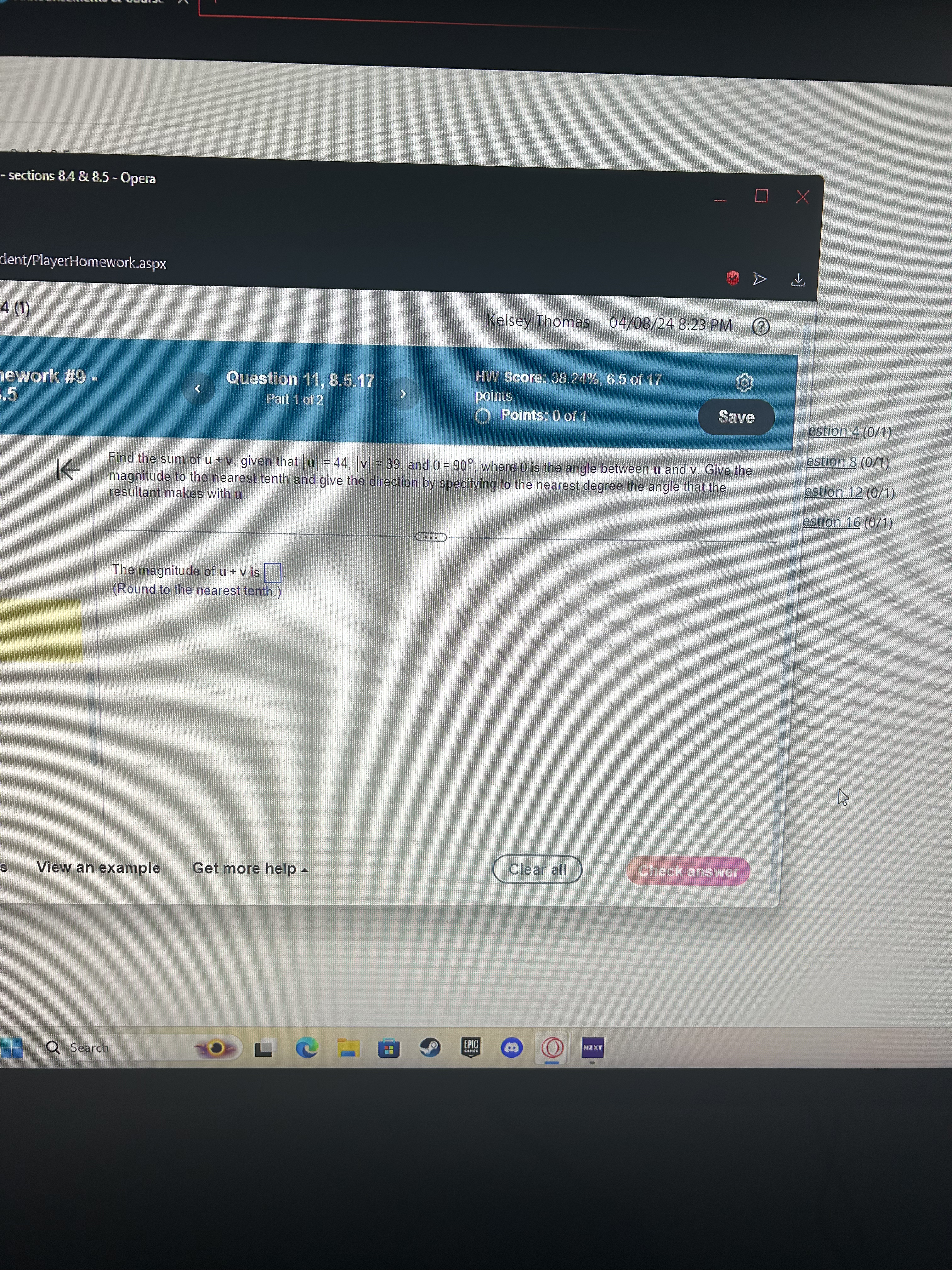 8:23 PM @ Homework #9 - Question 13, 8.5.27 HW Score: 38