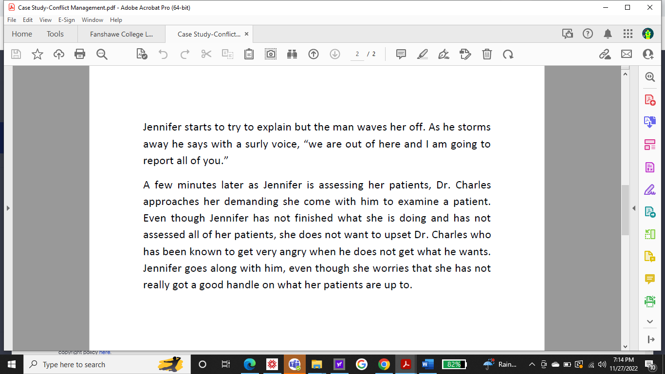 Please review the Case Study. In each paragraph, there is a conflict